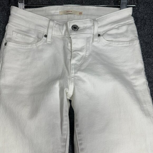 Levis 712 Slim Jeans Womens 25 White Cotton Stretch Pockets Tapered Leg - Picture 3 of 9